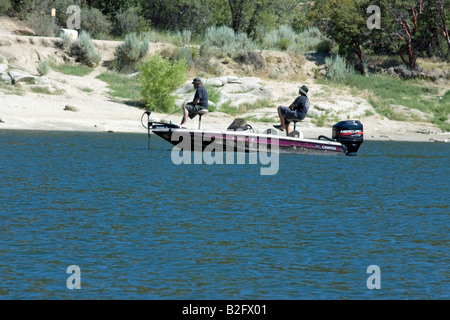 Fishing on Hemet Lake near Idyllwild California USA. Stock Photo