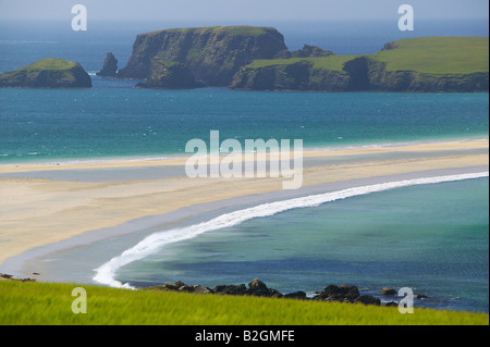 St Ninian's Isle and tombolo, Mainland, Shetland Isles, Scotland, UK. Stock Photo