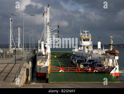 Shannon car ferry docking at Killimer Harbour County Clare, Ireland Stock Photo