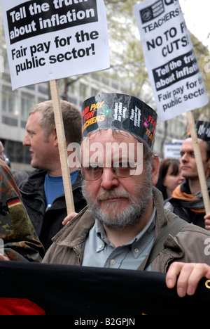 Teachers strike & demonstration about fair pay  march through central London April 2008. Stock Photo