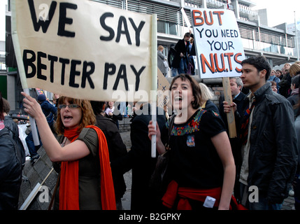 Teachers strike demonstration about fair pay march through central London April 2008 Stock Photo