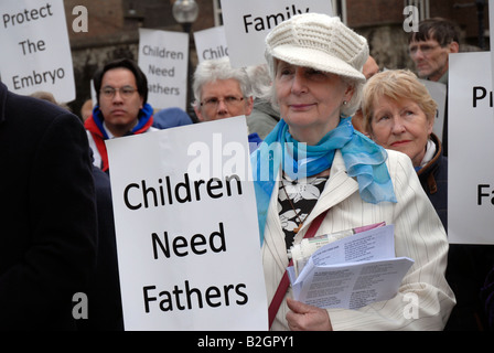 Anti abortion group at outside Parliament June 2008 fighting  to legally lower age limit. Stock Photo