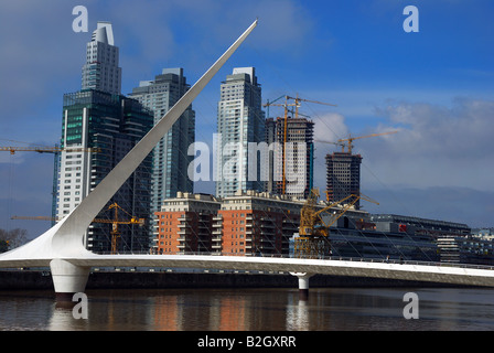 Panoramic view of Puerto Madero the new waterfront district from the city of Buenos Aires in Argentina. Stock Photo