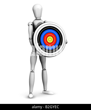 3D render of a man holding a target Stock Photo