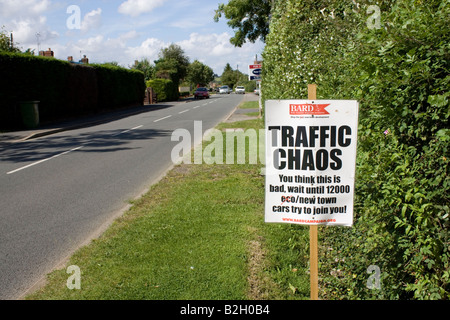 Protest signs in Long Marston site of proposed ecotown Warwickshire UK Stock Photo