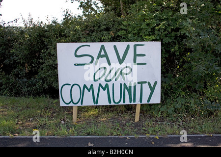 Protest signs in Quinton near Long Marston site of proposed ecotown Warwickshire UK Stock Photo