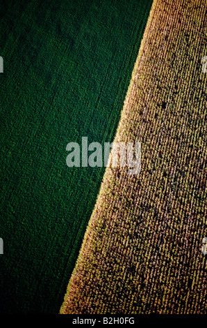 Aerial view of rural Pennsylvania Dutch Country, extremely fertile farmlands owned mainly by The Plain People, or Amish Stock Photo