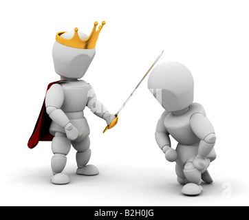 3d render of someone getting knighthood Stock Photo