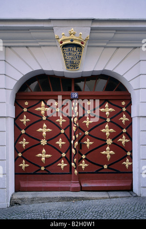 Baroque door at entrance to house at Neissstrasse 19 Goerlitz Saxony Germany Stock Photo