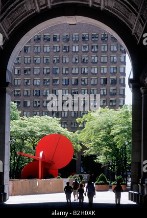 New York City Police Headquarters and the David N Dinkins Municipal Building. Public outdoor art installation. Lower Manhattan, New York USA Stock Photo