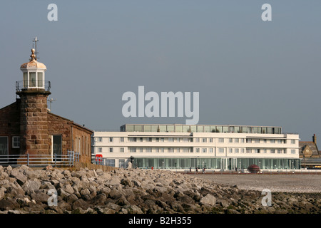 Midland Hotel, Morecambe viewed from the Stone Jetty. Stock Photo