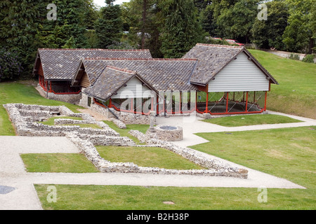 The Roman Town House in the grounds of County Hall,Dorchester, Grade 1 listed, scheduled ancient monument from 4th Century AD Stock Photo