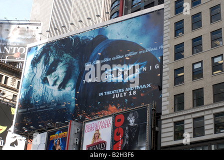 A billboard advertising the new Batman film The Dark Knight in Times Square in New York Stock Photo