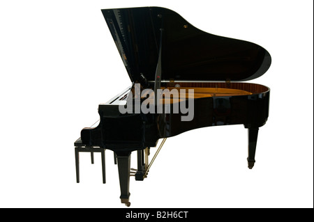 open wing baby grand piano isolated on white Stock Photo