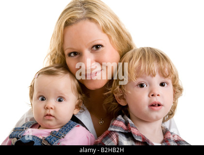 mother sons sib siblings familly portrait consonance harmoniousness harmony Stock Photo