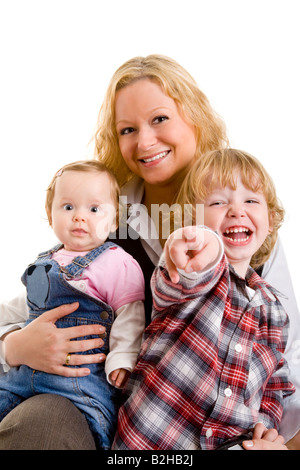 mother sons sib siblings familly portrait consonance harmoniousness harmony Stock Photo