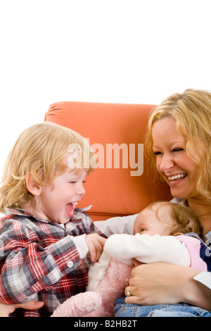 mother sons sib siblings familly portrait consonance harmoniousness harmony Stock Photo