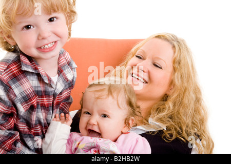 mother sons sib siblings familly portrait consonance harmoniousness harmony Stock Photo