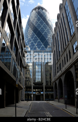 Skyscraper Gherkin by architect “Norman Foster” in the financial district in the city of London, England Stock Photo