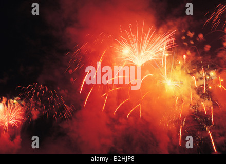 Colourful fireworks display at night. Stock Photo