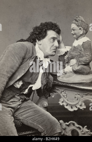 Possart, Ernst von, 11.5.1841 - 8.4.1921, German actor, half length, in the role of Narziss, photograph by Franz Hanfstaengel, Munich, circa 1880, , Stock Photo