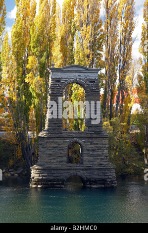 Historic Bridge Pier Clutha River Alexandra Central Otago South Island New Zealand Stock Photo