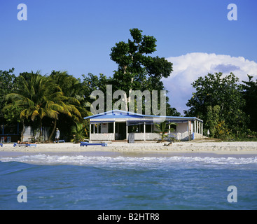 geography / travel, Jamaica, Negril, western Jamaica, tourist beach, holiday, holidays, vacation, coloured house, Stock Photo