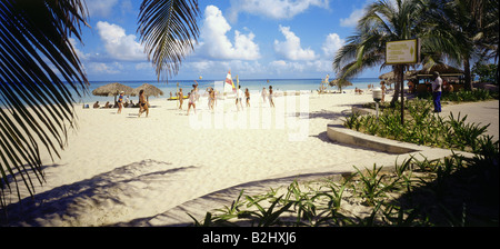 geography / travel, Cuba, Varadero, beach, volleyball players on the beach in front of the Hotel International, , Stock Photo