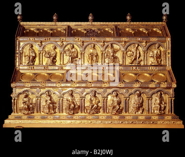 Magi, biblical figures, Shrine of the Three Kings, circa 1181 - 1220, Nicholas of Verdun, David side, Cologne Cathedral, Stock Photo