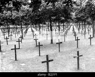 death, cemeteries, German soldier's cemetery near Langemark, Belgium, 1940, Stock Photo