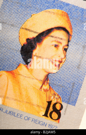Queen Elizabeth II Second featured on an Australian postage stamp celebrating her Silver Jubilee in 1977 Stock Photo