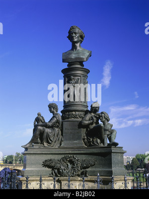 Rietschel, Ernst, 15.12.1804 - 21.2.1861, German sculptor, memorial, artist: Johannes Schilling, built: 1876, Brühl's Terrace, Dresden, Stock Photo