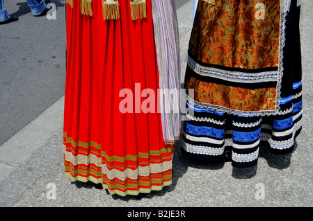 detail of traditional breton skirt during the Cornwall Festival in Quimper 2008 Brittany Stock Photo