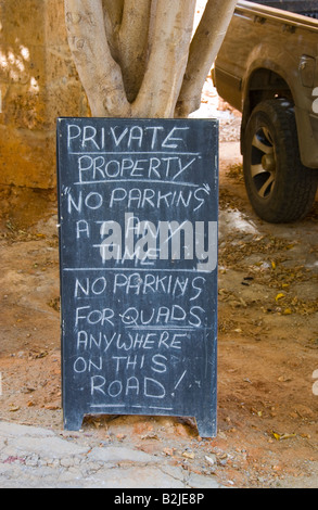 No parking sign on side street of Malia Old Town on the Greek Mediterranean island of Crete GR EU Stock Photo