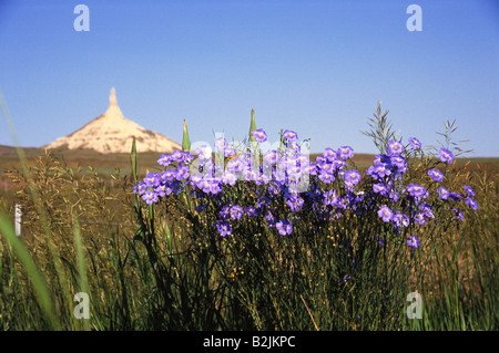 Chimney rock-the most noted on the Oregon Trail Stock Photo