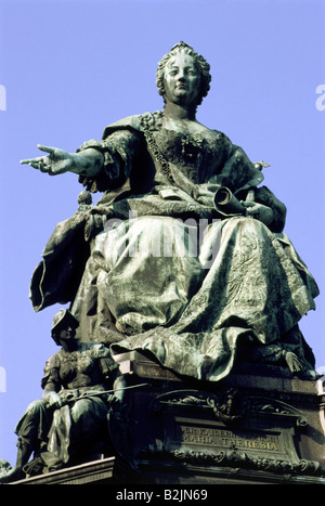 Maria Theresa of Austria, 13.5.1717 - 29 11.1780, Holy Roman Empress 13.9.1745 - 18.8.1765, memorial, statue, built: 1874 - 1887, sculptor: Kaspar von Zumbusch, Maria-Theresia-Platz, Vienna, Austria, Stock Photo