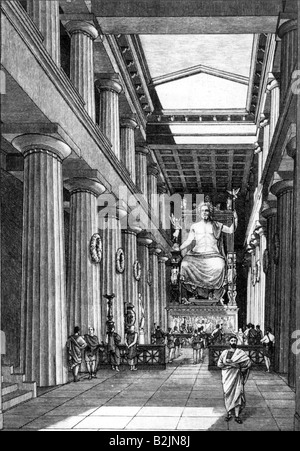 Statue Of Zeus At Olympia, One Of The Seven Wonders Of The Ancient ...