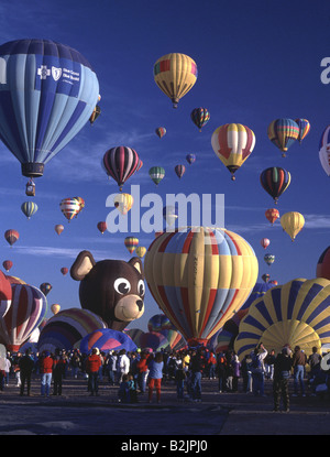 Hot Air Balloons Launch Albuquerque International Balloon Fiesta New Mexico USA Stock Photo