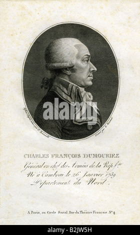 Dumouriez, Charles Francois, 26.1.1739 - 14.3.1823, French general, portrait, side view, copper engraving, by E. Bovinet, Paris, France, late 18th century, Artist's Copyright has not to be cleared Stock Photo