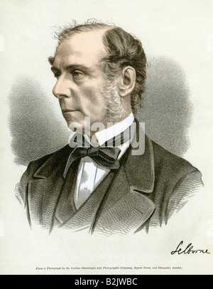 Palmer, Roundell, 27.11.1812 - 4.5.1895, 1st Earl of Selborne, English politician, portrait, lithograph, coloured, based on a photograph, London, England, 19th century, Stock Photo