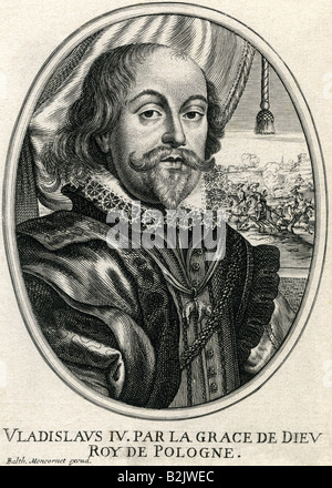 Wladyslaw IV Vasa, 9.6.1595 - 20.5.1648, King of Poland since 1632, Grand Duke of Lithuania, portrait, copper engraving, by Balthasar Moncornet (circa 1600 - 1668), France, 17th century, Artist's Copyright has not to be cleared Stock Photo
