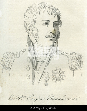 Beauharnais, Eugene de, 3.9.1781 - 21.2.1824, Viceroy of Italy 1810 - 1814, portrait, engraving, France, 19th century, Stock Photo