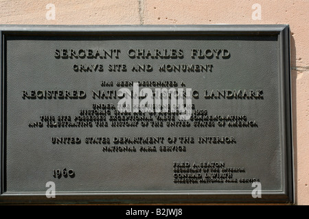 Sergeant Floyd plaque Sergeant Floyd Monument Sioux City Iowa Stock Photo