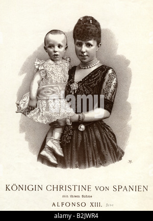 Maria Christina, 21.7.1858 - 6.2.1929, Queen Consort of Spain 1879 - 1885, Queen Regent 1885 - 1902, half length, - Stock Photo