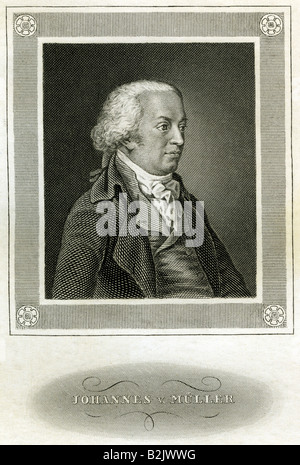 Mueller, Johannes von, 3.1.1752 - 29.5.1809, Swiss historian, publicist, statesman, portrait, steel engraving, Germany, 19th century, Artist's Copyright has not to be cleared Stock Photo