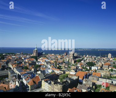 geography / travel, Germany, Mecklenburg-Western Pomerania, Stralsund, city views / cityscapes, view from Marienkirche, Additional-Rights-Clearance-Info-Not-Available Stock Photo