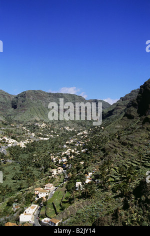 geography / travel, Spain, Canary Islands, La Gomera, view at Valle Gran Rey, small towns Los Granados, El Retamal, Lomo del Balo, Los Descansaderos, La Vizcaina, Higuera del Lano, El Hornillo and Chele, Additional-Rights-Clearance-Info-Not-Available Stock Photo