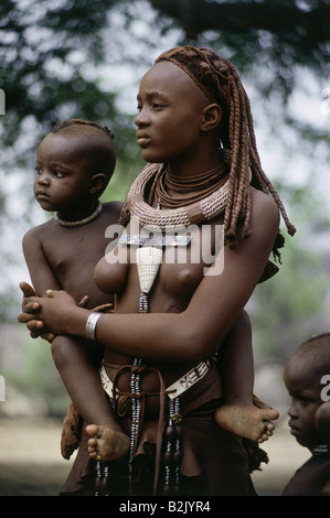 people, mother with children, Namibia, woman from of Himba tribe , Kaokoveld, Northern Namibia, Additional-Rights-Clearance-Info-Not-Available