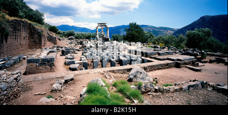 geography / travel, Greece, Delphi (Delphoi), sanctuary of Athena Pronaia (Marmaria), Tholos, built: 4th century B.C., Additional-Rights-Clearance-Info-Not-Available Stock Photo