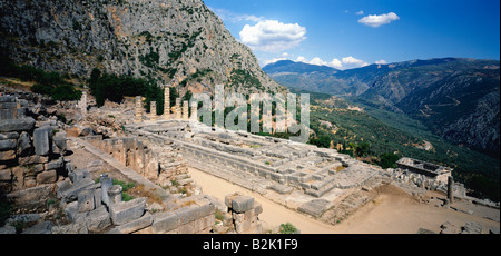 geography / travel, Greece, Delphi (Delphoi), shrine of the Apollo-Pythios, Alcmaeonidae temple, rebuilt until 330 BC, ruin, view, , Additional-Rights-Clearance-Info-Not-Available Stock Photo